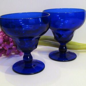 Georgian Cobalt Blue FENTON Champagne Goblets 4 0z glasses 6 in set, candles